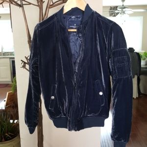 American eagle Indigo blue velvet xs bomber jacket